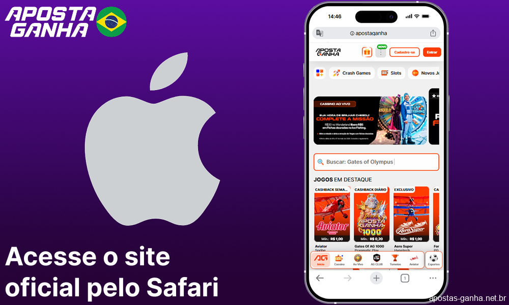 Acesse o site oficial da Aposta Ganha pelo Safari
