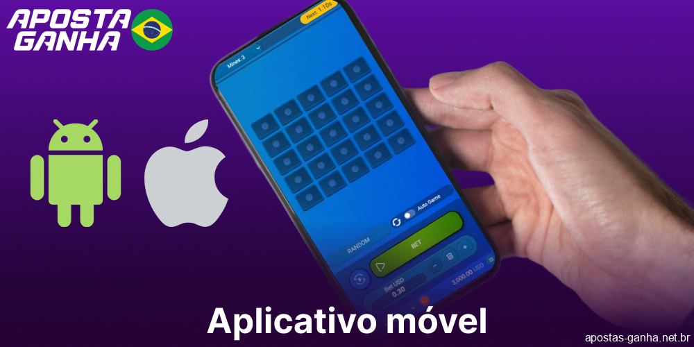 Jogue o jogo Mines no aplicativo móvel Aposta Ganha no Brasil