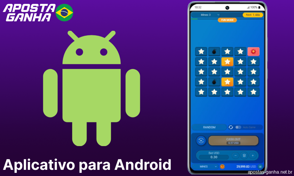 O jogo Mines está disponível no aplicativo móvel Aposta Ganha para Android