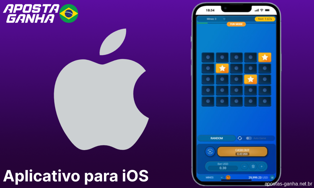 O jogo Mines está disponível no aplicativo móvel Aposta Ganha para iOS