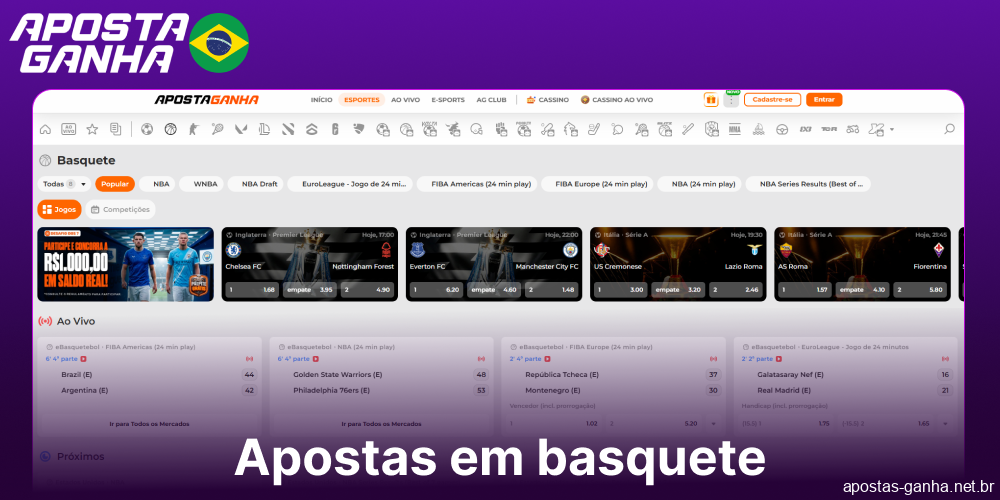 Opções de apostas em basquete disponíveis no Aposta Ganha para jogadores do Brasil