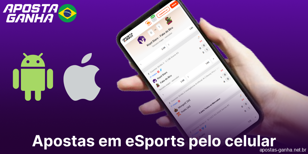 Apostas em eSports no Aposta Ganha para usuários de dispositivos móveis do Brasil