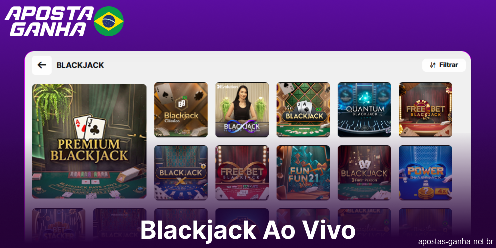Opções de Blackjack ao Vivo disponíveis no Aposta Ganha para jogadores brasileiros