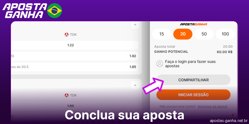 Conclua sua aposta no Aposta Ganha