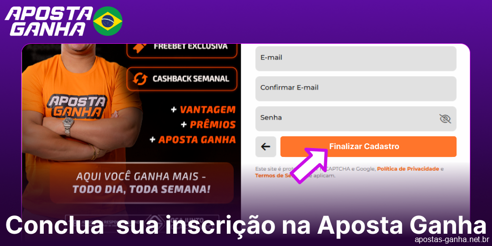 Conclua sua inscrição na Aposta Ganha