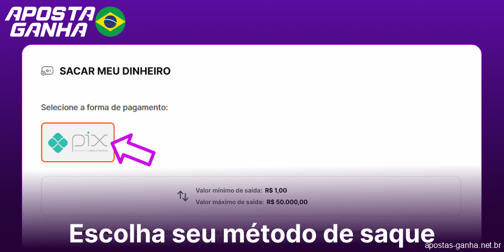 Escolha seu método de saque no Aposta Ganha