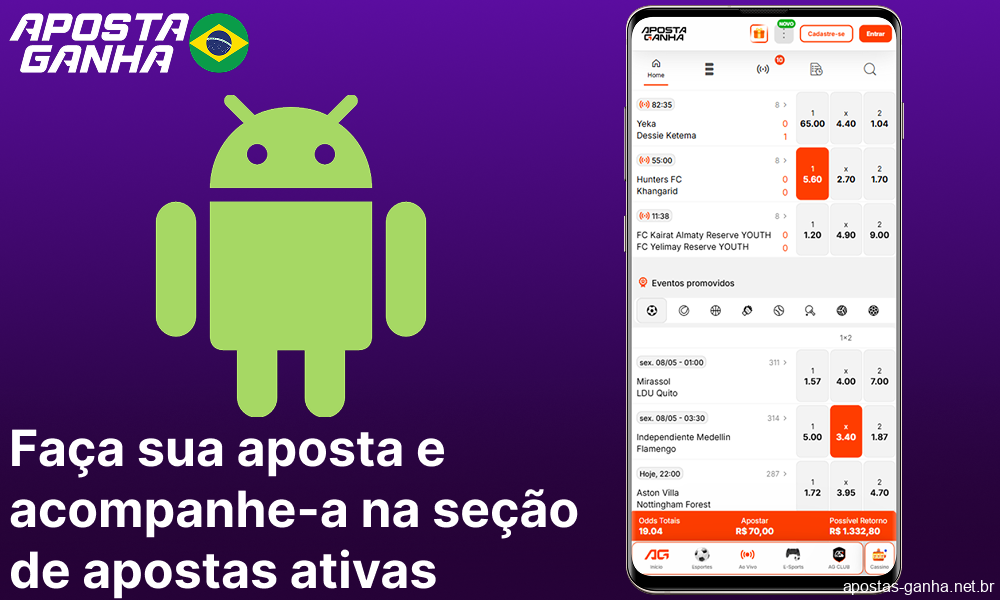 Faça sua aposta e acompanhe-a na seção de apostas ativas do Aposta Ganha