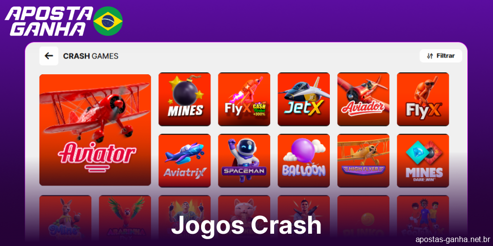 Jogos Crash disponíveis no Aposta Ganha para jogadores brasileiros
