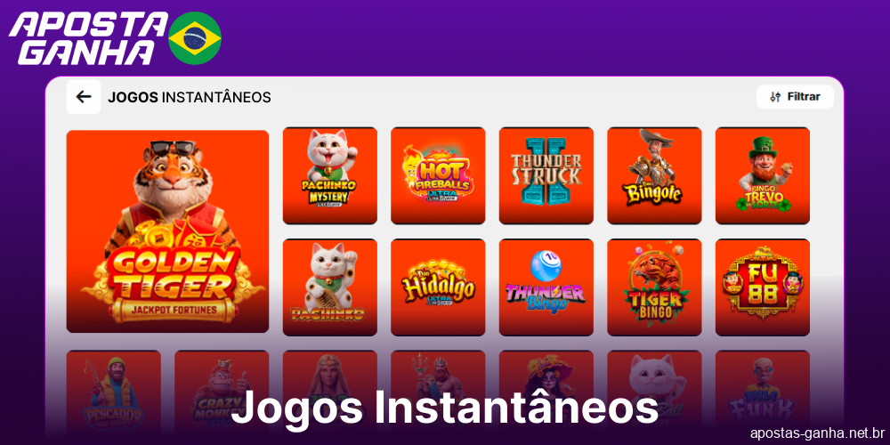 Jogos instantâneos disponíveis no Aposta Ganha para jogadores brasileiros