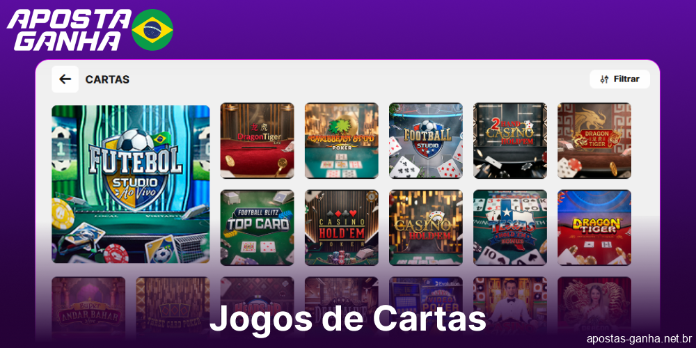 Jogos de cartas disponíveis no Aposta Ganha para jogadores brasileiros