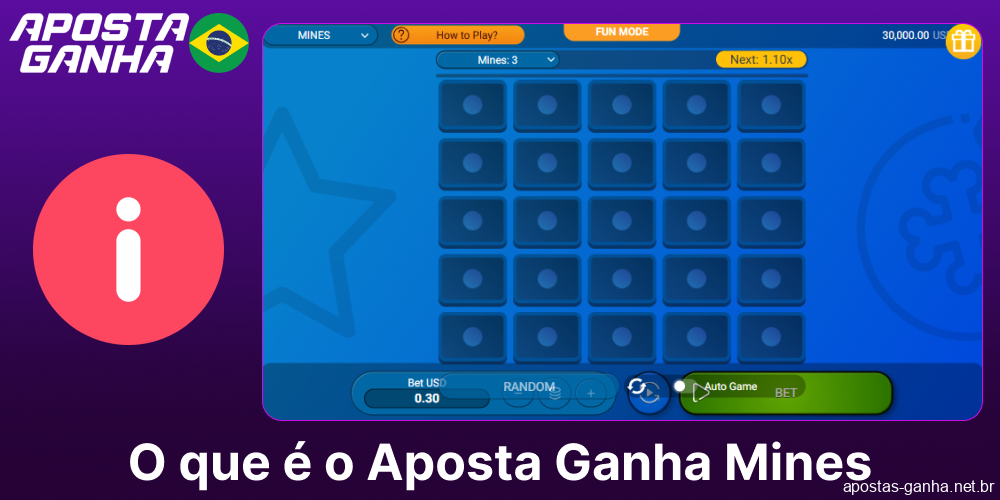 Informações sobre o jogo Mines disponível no cassino Aposta Ganha no Brasil