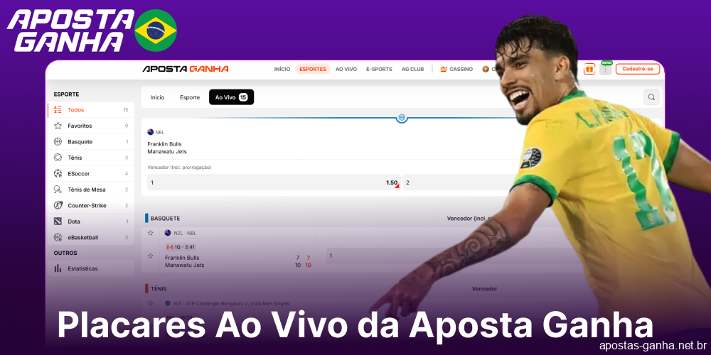 Opções de apostas esportivas ao vivo no Aposta Ganha para jogadores do Brasil