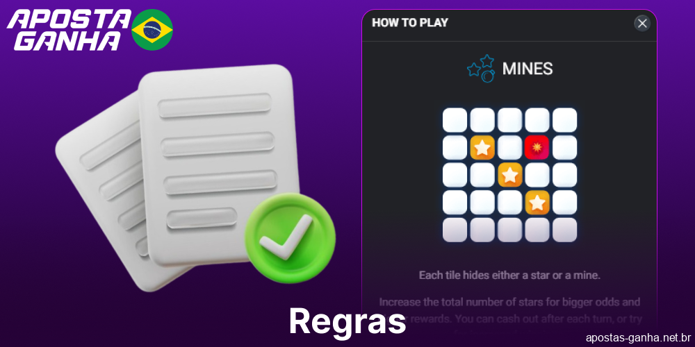 As principais regras do jogo Mines disponível no Aposta Ganha