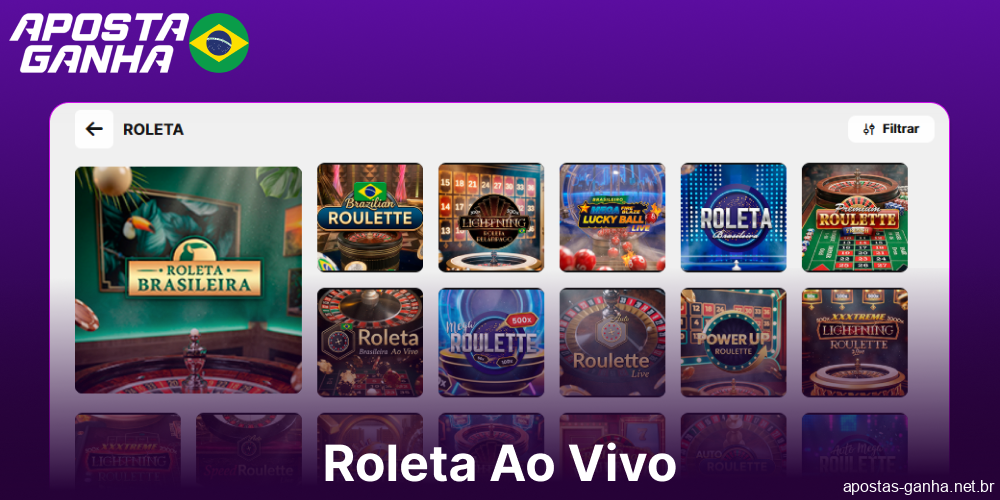 Opções de Roleta ao Vivo disponíveis no Aposta Ganha para jogadores brasileiros